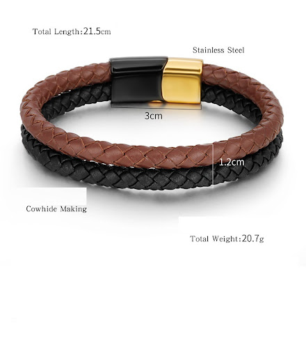 Title 6, Vintage Mens Cowhide String Leather Woven Mult...