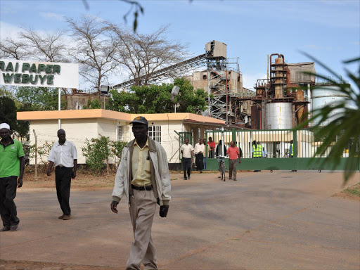 Workers at the Webuye Rai Paper Mills yesterday /JOHN NALIANYA