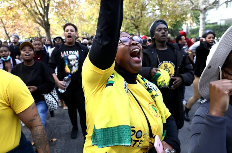 One of the Stellenbosch University marchers on May 19 2022.