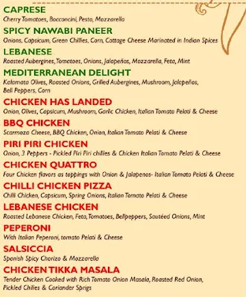 Amici Gourmet Pizza menu 