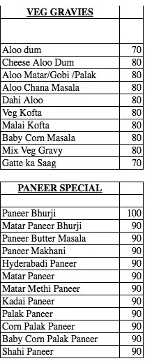 Sharmaji Pure Veg menu 