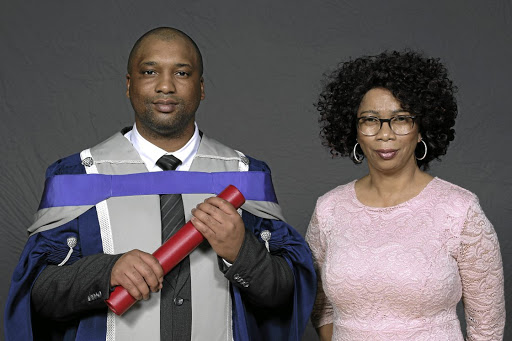 Alphonse Msomi with his mom Ntombizodwa.