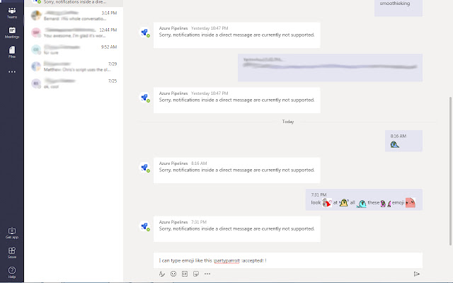 Microsoft Teams Emojinator chrome extension