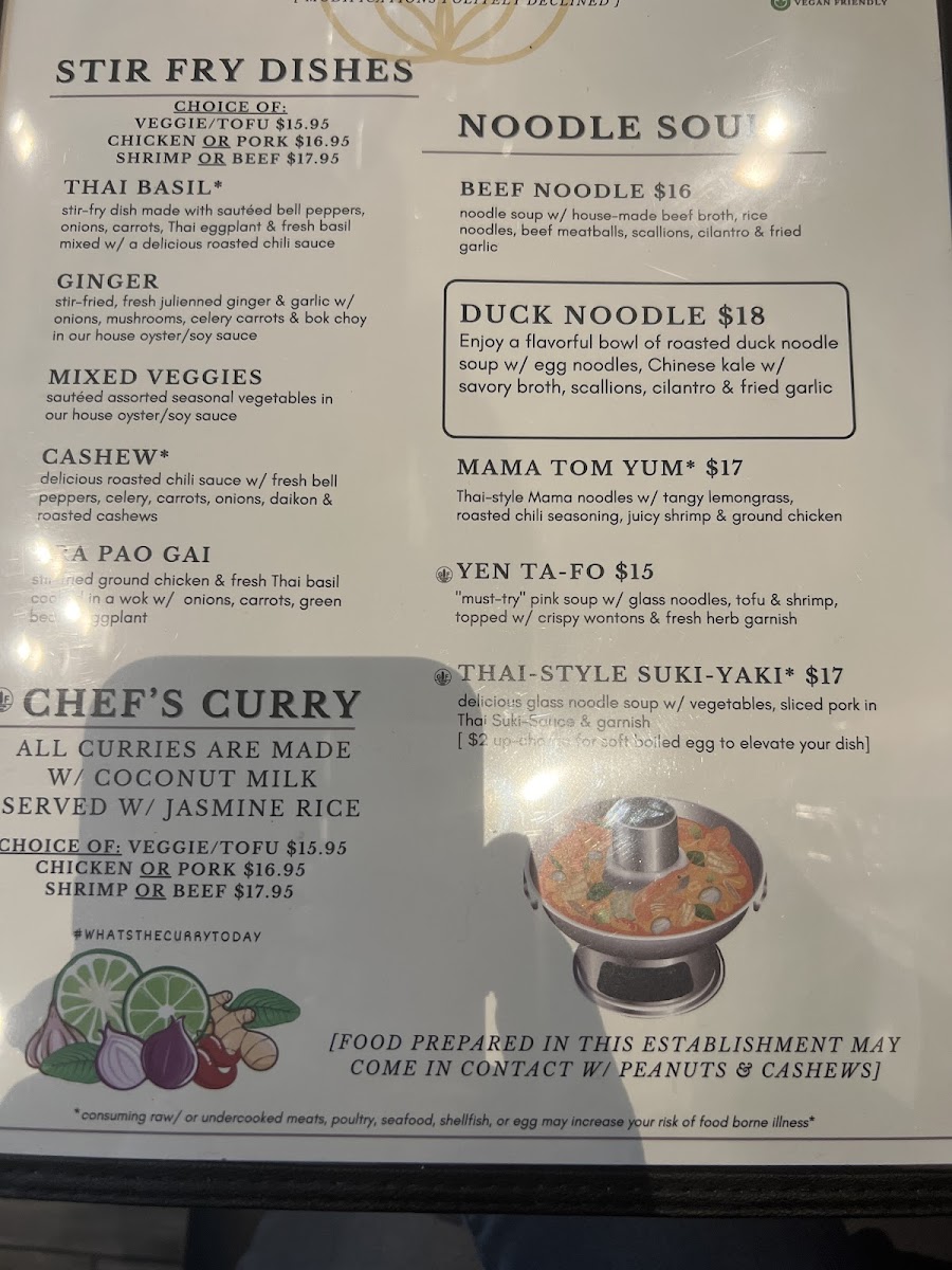 SaBai Thai gluten-free menu