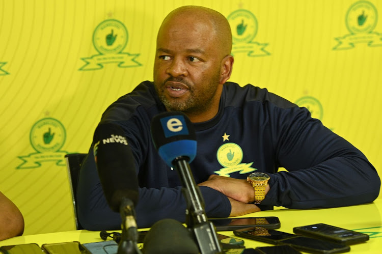 Mamelodi Sundowns coach Manqoba Mngqithi during a press conference at Chloorkop on October 12.