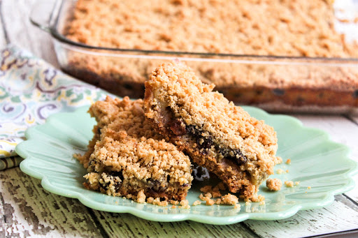 Two Mother's Sour Cream Bars on a plate.