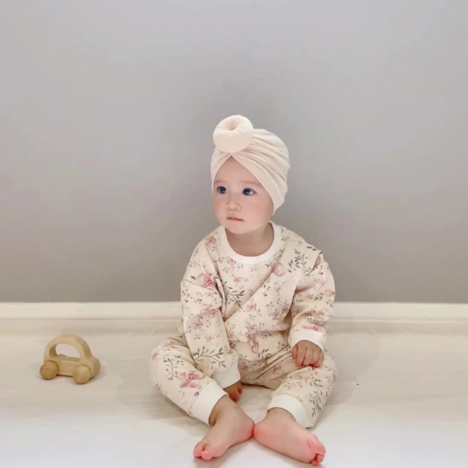 Baby katoenen print lange mouw broek tweedelige set, zacht en comfortabel voor je baby, perfect voor dagelijks gebruik, ademend en schattig.