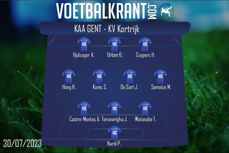 Opstelling KAA Gent | KAA Gent - KV Kortrijk (30/07/2023)