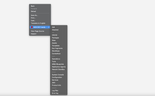 AEM Console Shortcuts