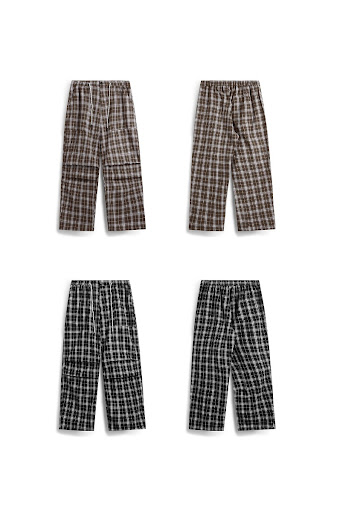 Title 2, Plaid Parachute Wide-leg Pants Loose Casual Tro...