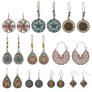 Handgeweven bruine boho oorbellen, Europese en Amerikaanse mode, unieke persoonlijkheid, perfect voor stijlvolle outfits.