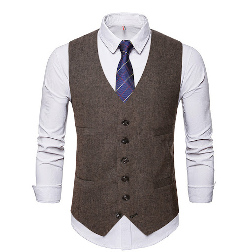 Title 4, Mens V-Neck Solid Color Casual Suit Vest, a ve...