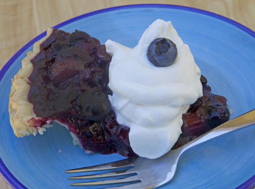 BluBarb Pie with Whipped Cream