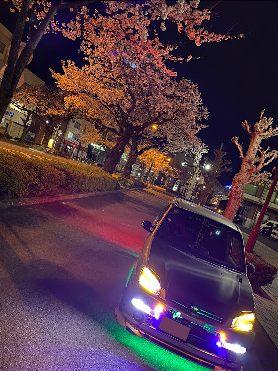 プレオの夜桜コラボ・サクラと愛車・明日は、ドライブ🚗💨・4月もよろしくお願いしますに関するカスタム事例の投稿画像5枚目