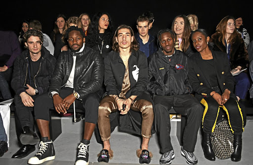 Hector Bellerin, centre, at London Fashion Week.