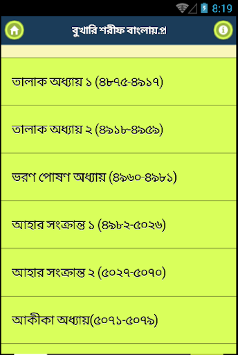 বুখারী শরীফ বাংলায় – ৯ম খণ্ড