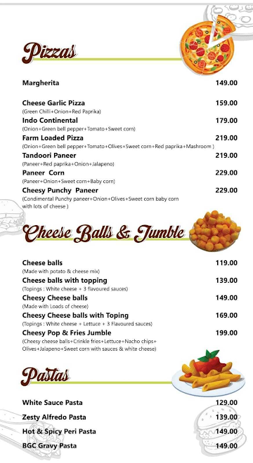 The Burger Greens Company menu 