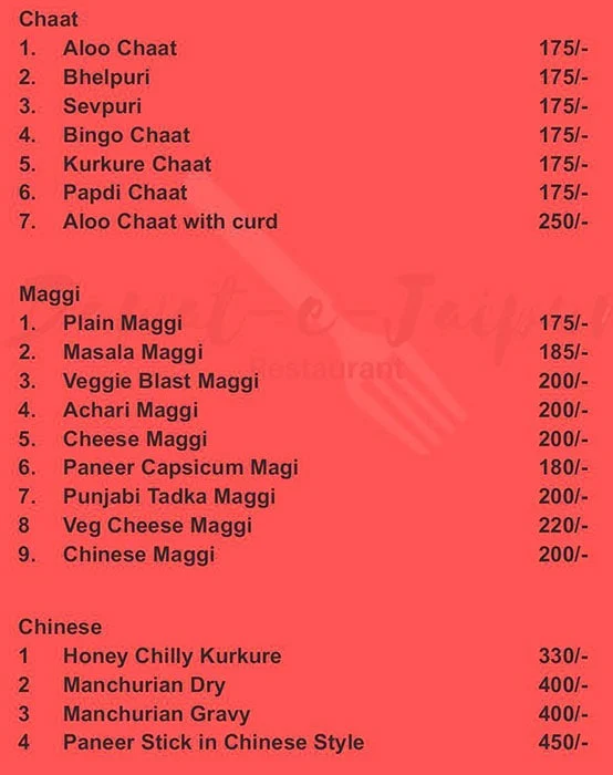 Dawat - E - Jaipur menu 