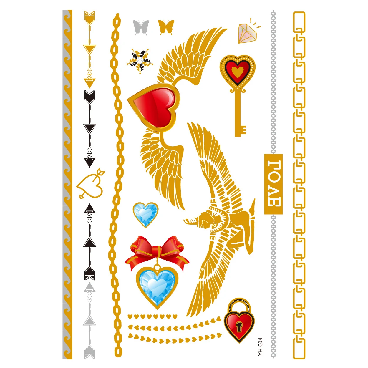 Title 2, Metalen Hot Stamping Waterdichte Tattoo Sticker...