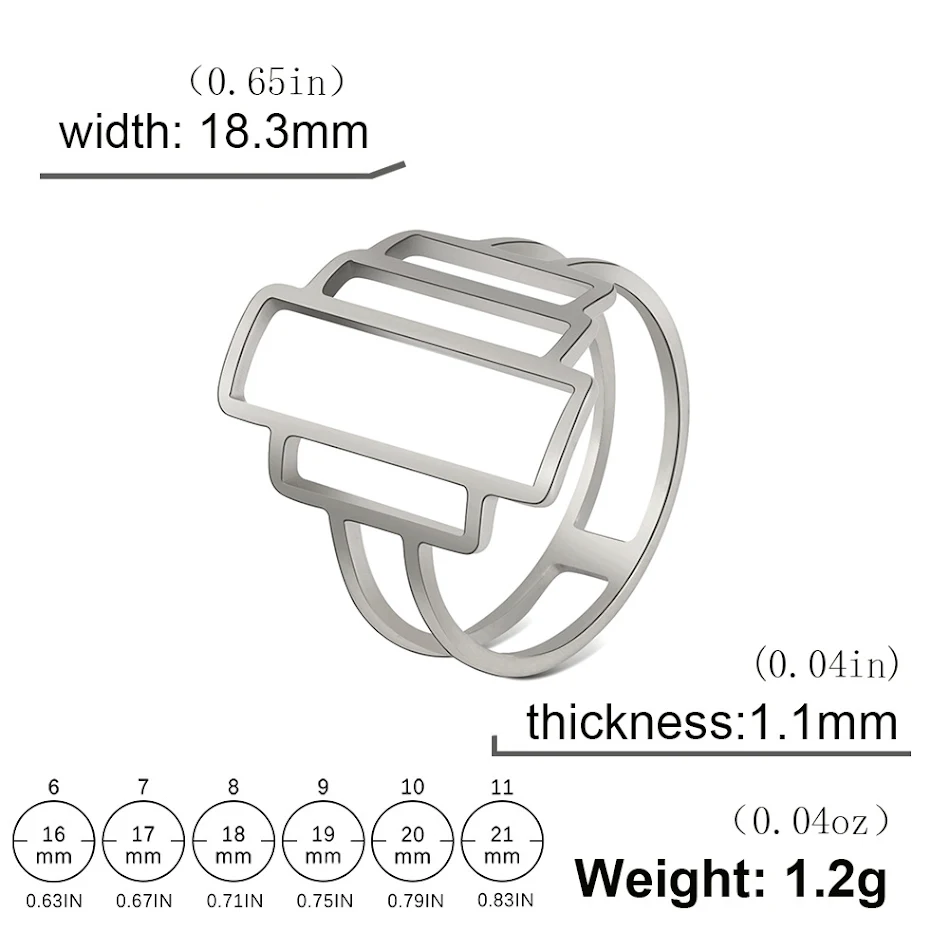 Geometrische gebouwvorm roestvrijstalen ring, stijlvol design, duurzaam en perfect voor dagelijks gebruik of speciale gelegenheden.