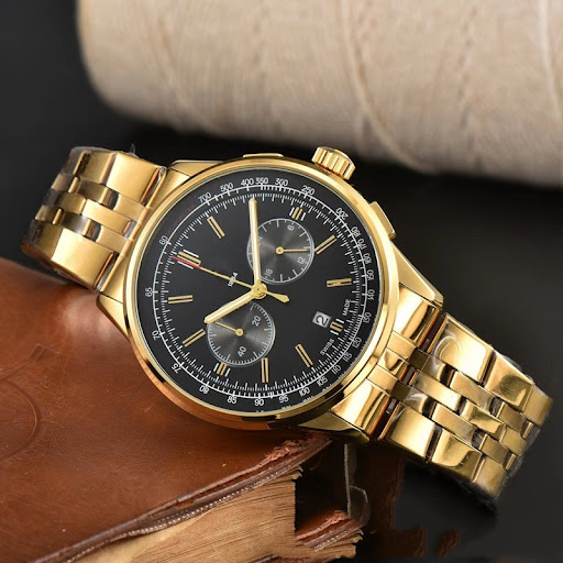 Title 5, Mens Six-Pin High-Quality Quartz Steel Strap W...