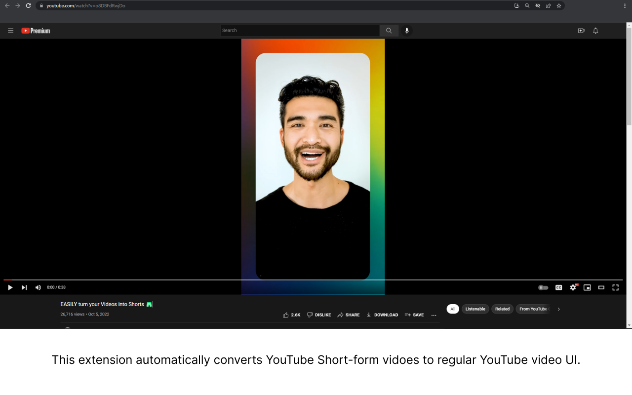 YouTube Shorts to Normal Video Extension Preview image 1