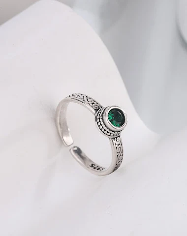 Bague Rétro Mode Verte en Zircon, u - 3