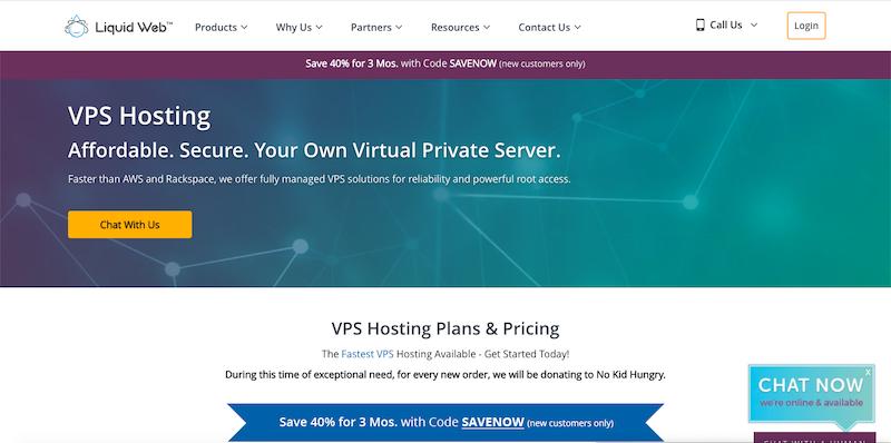 LiquidWeb - plan d'hébergement VPS entièrement géré