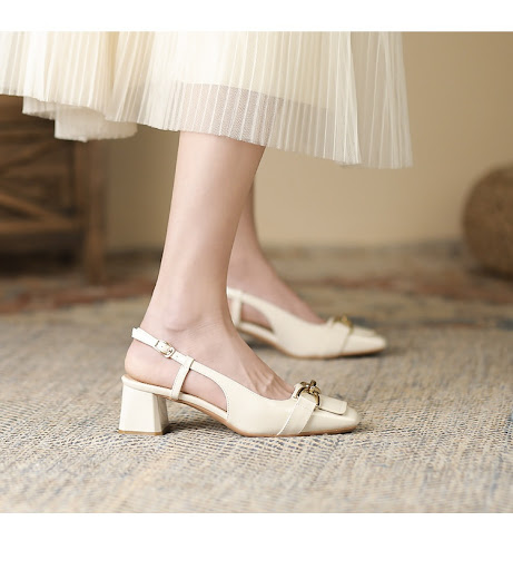 Title 12, Square Toe Chunky Heel Horsebit Buckle High Hee...