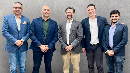Left to right: Niran Rehman, Neem Paymenow director; Deon Nobrega, Paymenow group CEO, Naeem Zamindar, founder of Neem; William Small-Smith, Paymenow CCO, and Aman Azeem, Neem Paymenow business development.