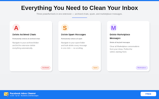 Facebook Inbox Cleaner — Delete Spam, Archived & Marketplace screenshot 2