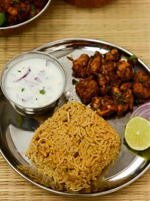 Biryani Kushka Rice With Chicken Kebab