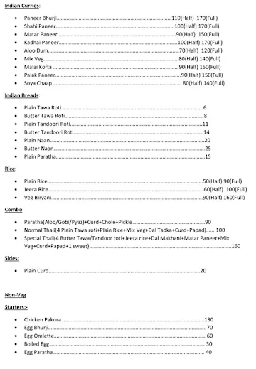 Aggrawal Fast Food menu 