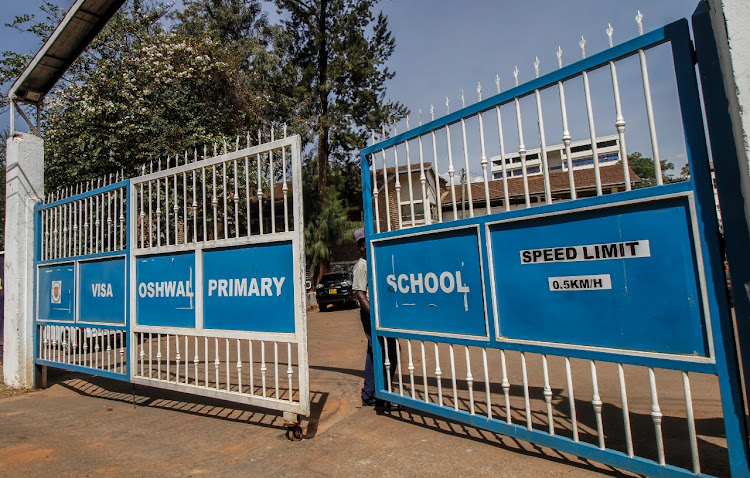 A ground at the entrance of Visa Oshwal primary school in Westlands, Nairobi.