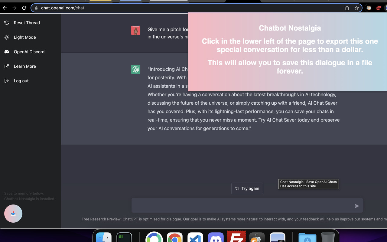 Chat Nostalgia | Save OpenAI Chats Preview image 3