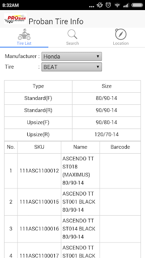PROBAN TIRE INFORMATION