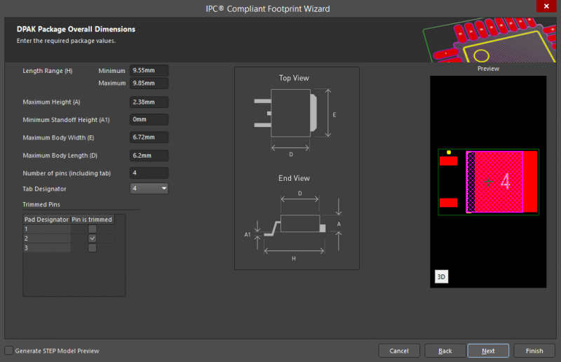 PCB footprint transistor parts