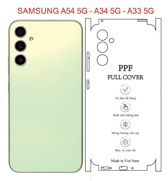 Miếng Dán Dẻo Ppf Lưng Full Viền Dành Cho Samsung A54 5G - A34 5G - A33 5Gbảo Vệ Máy Chống Trầy Xước