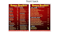 Romeo Brothers menu 1