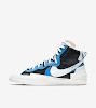 blazer mid sacai black white university blue