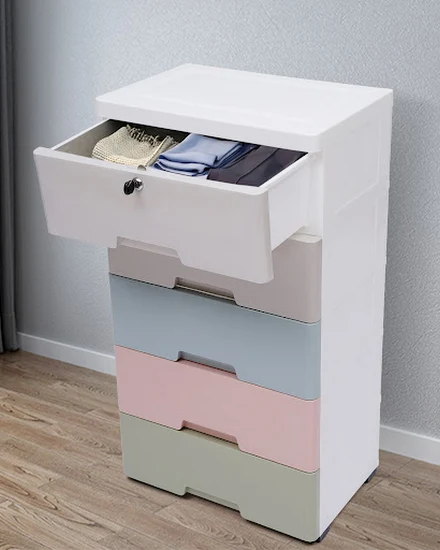 Plastic Drawers Dresser Storage Cabinet 5 Drawer Stackabl... - 3