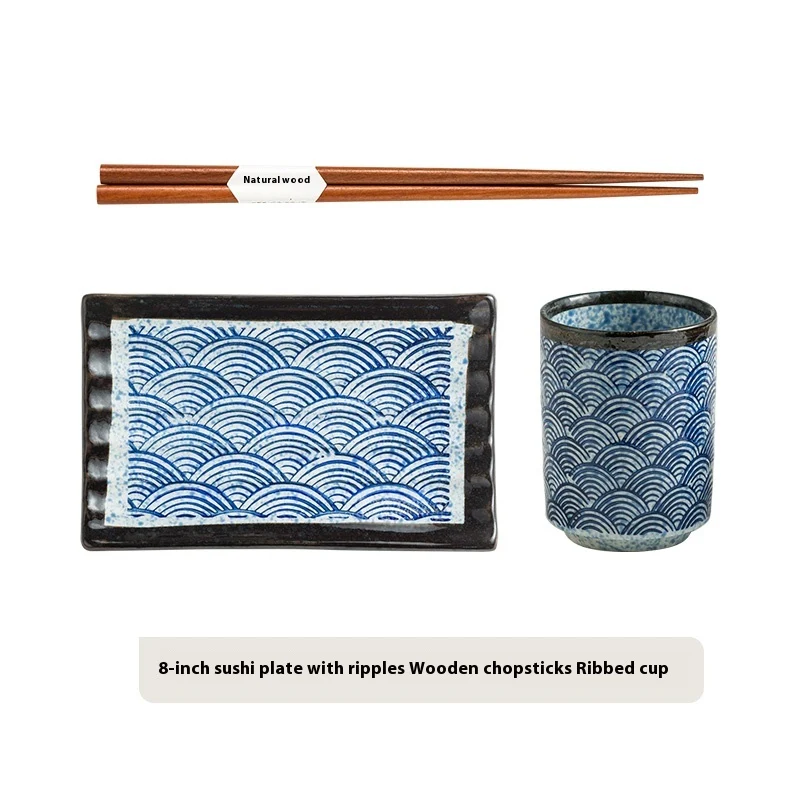 Retro rechthoekige Japanse sushi en sashimi bord, serveer met stijl en elegantie. Perfect voor het presenteren van uw culinaire creaties.