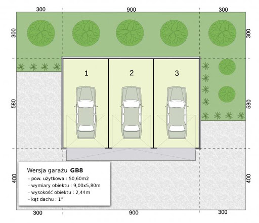 GB39 Garaż blaszany - Rzut przyziemia garażu GB8