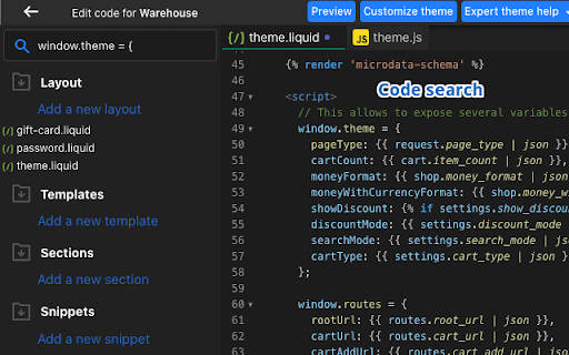 Liquify - Shopify Code Search & Editor