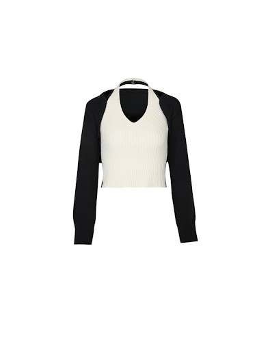 Title 6, Long Sleeve Cardigan Cropped Knit Sweater Two P...