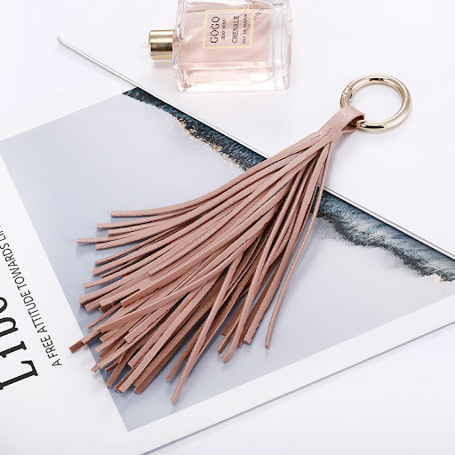 Title 4, Creative Leather Tassel Ring Car Keychain Penda...