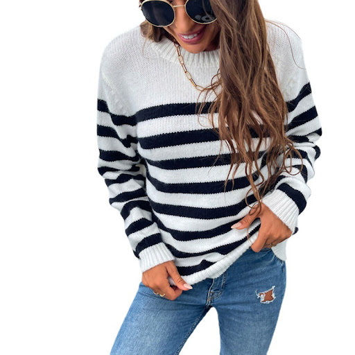 Title 4, Ladies Contrast Striped Pullover Knitwear