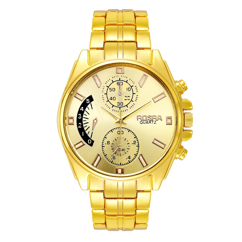 Nieuwe stijl fashion gouden quartz horloge van legering. Stijlvol design en nauwkeurige tijdmeting. De perfecte accessoire voor elke outfit.