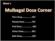 Bhava's Mulbagal Dosa menu 1