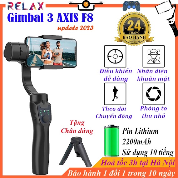 Update F6Gậy Gimbal Chống Rung F8 - 3 Axis - Pin Trâu 2200 Mah - Sử Dụng 10 Tiếng Liên Tục, Chống Rung Điện Thoại Chín